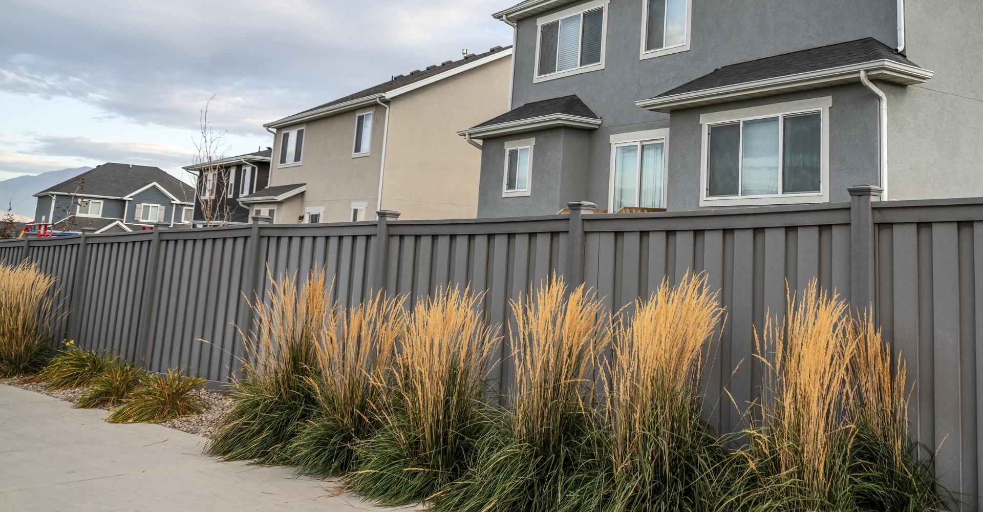 Image of a gray vinyl fence